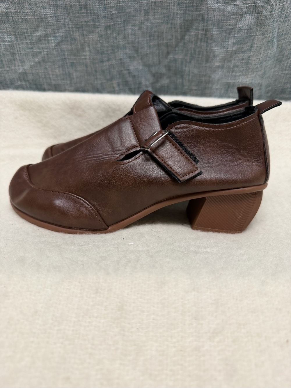Women’s Brown Buckle Mary Jane Flats - Picture 2 of 4